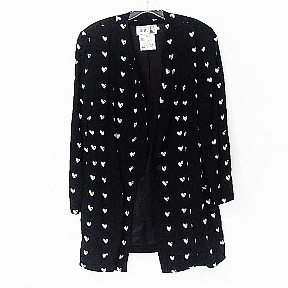 Vintage Milli Heart Print Polka Dot Style Blazer